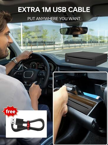 مشغل أقراص مضغوطة USB خارجي للسيارة، مقابس Homlab المحمولة في مشغل أقراص مضغوطة مع كابل USB إضافي، للسيارة بدون مشغل أقراص مضغوطة، كمبيوتر محمول، تلفزيون، ماك، كمبيوتر، لنظام Android 4.4 وما فوق للملاحة، أسود in Kuwait