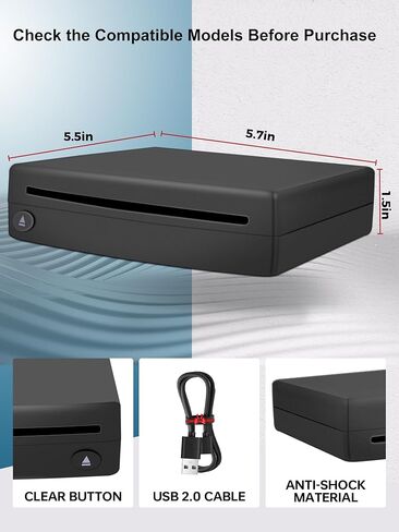 مشغل أقراص مضغوطة USB خارجي للسيارة، مقابس Homlab المحمولة في مشغل أقراص مضغوطة مع كابل USB إضافي، للسيارة بدون مشغل أقراص مضغوطة، كمبيوتر محمول، تلفزيون، ماك، كمبيوتر، لنظام Android 4.4 وما فوق للملاحة، أسود in Kuwait