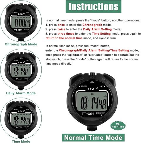 LEAP Digital Stopwatch Timer, Large Display Stop Watch with 30M Waterproof and EL Backlight Function Designed for Sport Coaches Referees Fitness Teacher and Athlete in Saudi Arabia