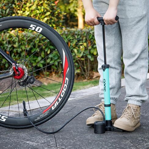 Bike Pump with Pressure Gauge- 160 PSI Bike Tire Pump fits Presta & Schrader Valve - Portable Air Pump for Bike Tires in Saudi Arabia