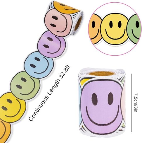 Whaline 32.8Ft Boho Happy Face لوحة إعلانات الحدود لون الباستيل ابتسامة الوجه يموت قطع حافة الحدود لفة للفصول الدراسية السبورة المدرسة in Saudi Arabia