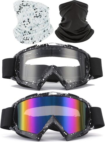 immoono 4Pcs Set, Dirt Bike Goggles with Face Cover Motorcycle Goggles ATV Motocross Riding Offroad Goggles for Adults Youth in Kuwait
