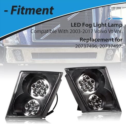 مصباح ضوء الضباب LED ECOTRIC متوافق مع مجموعة شاحنات فولفو VNL/VN 2003-2017 LH&RH للركاب والسائق in Kuwait