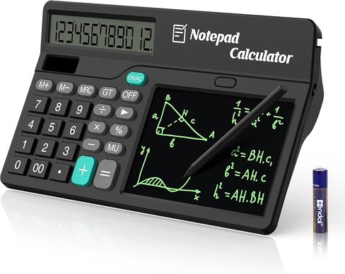 آلة حاسبة Wicue مع مفكرة وكمبيوتر لوحي للكتابة LCD، حاسبات مكتبية كبيرة الحجم ذات 12 رقمًا مع قلم مغناطيسي، تدعم الطاقة الشمسية والبطارية، آلة حاسبة متعددة الوظائف للمكتب والمدرسة والمنزل in Kuwait