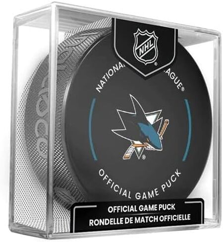 San Jose Sharks Official Game Hockey Puck with Holder in Saudi Arabia