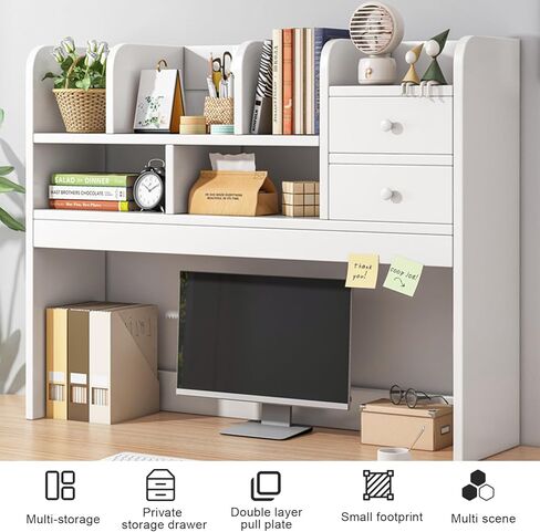 3-Tier Bookshelf, Desktop Bookcase for Computer Desk, Countertop Storage Display Rack with 8 Shelves, Multipurpose Desktop Shelf Bookcase for Dorm Office Home. in Kuwait
