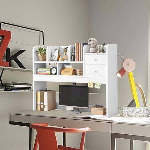 3-Tier Bookshelf, Desktop Bookcase for Computer Desk, Countertop Storage Display Rack with 8 Shelves, Multipurpose Desktop Shelf Bookcase for Dorm Office Home. in Kuwait