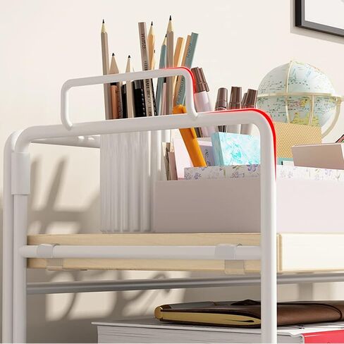 رف منظم سطح المكتب قابل للتعديل من 3 طبقات، منظم رف مكتب صغير، رف تخزين للوازم المكتبية (إطار أسود) in Kuwait