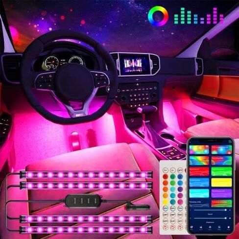 Tenmiro Interior Car Lights,Car Accessories LED Lights for Car,Smart APP Control with Remote Control,Music Sync Color Change,16 Million Color car Decor with Car Charger 12V 2A in Kuwait