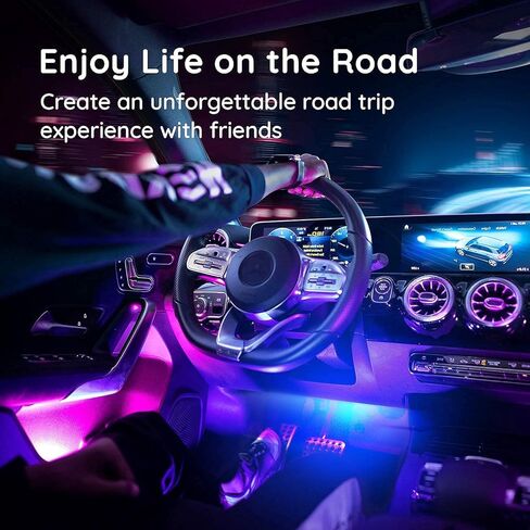 Tenmiro Interior Car Lights,Car Accessories LED Lights for Car,Smart APP Control with Remote Control,Music Sync Color Change,16 Million Color car Decor with Car Charger 12V 2A in Kuwait