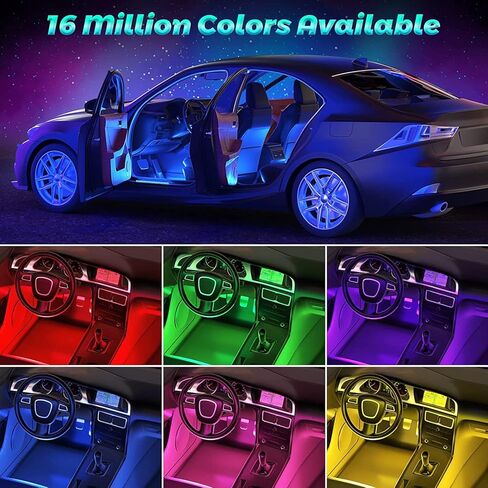 Tenmiro Interior Car Lights,Car Accessories LED Lights for Car,Smart APP Control with Remote Control,Music Sync Color Change,16 Million Color car Decor with Car Charger 12V 2A in Kuwait