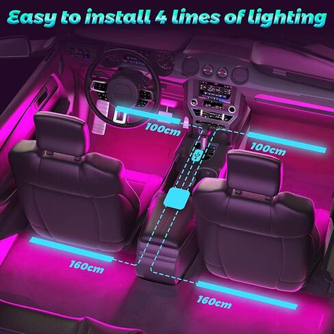Tenmiro Interior Car Lights,Car Accessories LED Lights for Car,Smart APP Control with Remote Control,Music Sync Color Change,16 Million Color car Decor with Car Charger 12V 2A in Kuwait