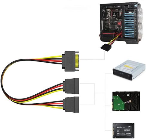 SATA Power Y Splitter Cable 15 Pin SATA Power Splitter Cable Adapter SATA 15 Pin Male to Dual Female Power Y- Cable 6 Inche in Saudi Arabia