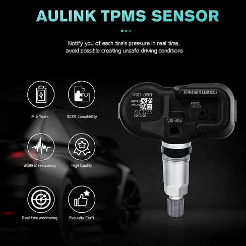 مستشعر ضغط الإطارات AULINK TPMS (رقاقة Infineon) لسيارة Toyota Scion Pontiac Lexus، Camry rav4 Scion Yaris Corolla يستبدل مستشعر مراقبة ضغط الإطارات 42607-33011 PMV-107J 42607-33021 42607-06011 in Saudi Arabia