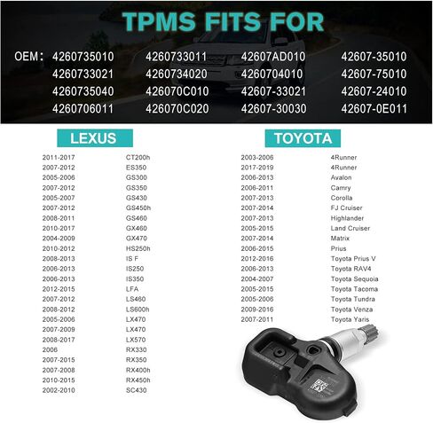 مستشعر ضغط الإطارات AULINK TPMS (رقاقة Infineon) لسيارة Toyota Scion Pontiac Lexus، Camry rav4 Scion Yaris Corolla يستبدل مستشعر مراقبة ضغط الإطارات 42607-33011 PMV-107J 42607-33021 42607-06011 in Saudi Arabia