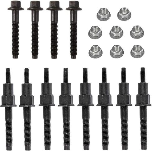 مجموعة مسامير ترصيع صواميل مشعب العادم متوافقة مع 2004-2012 كرايسلر جيب دودج رام 3.7L V6 Copmelte عدة لكل من اليسار/السائق + اليمين/مشعبات الركاب. in Kuwait