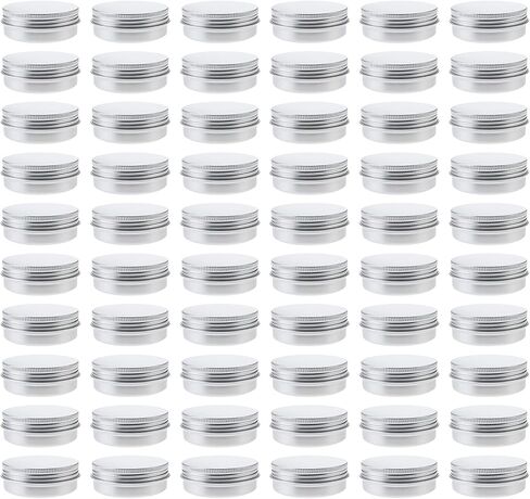 Tysun 60 حزمة 2oz علب معدنية مع أغطية الألومنيوم جولة القصدير حاويات شمعة علب شمعة مع أغطية السائبة للشموع مرهم مستحضرات التجميل بلسم الشفاه التوابل in Kuwait