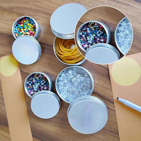 Tysun 60 حزمة 2oz علب معدنية مع أغطية الألومنيوم جولة القصدير حاويات شمعة علب شمعة مع أغطية السائبة للشموع مرهم مستحضرات التجميل بلسم الشفاه التوابل in Kuwait