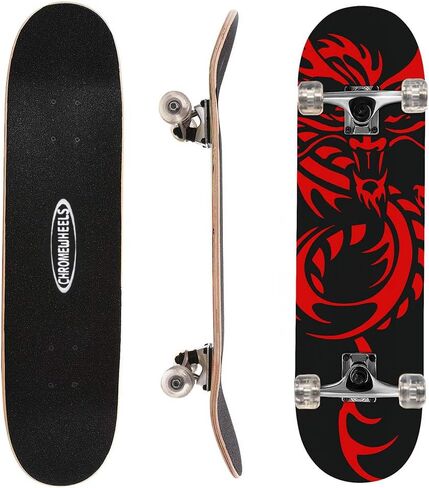لوح تزلج ChromeWheels مقاس 31 بوصة لوح تزلُّج مزدوج ركلة كروزر Longboard 8 طبقات من خشب القيقب لوح تزلج للأطفال والمبتدئين in Kuwait