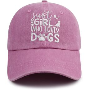 Just a Girl Who Loves Dogs Hat for Women, Funny Adjustable Embroidered Dog Mom Baseball Cap