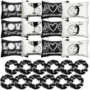 Sotiff 24 Pcs Volleyball Gifts for Teen Girls Include Volleyball Makeup Bag and Sport Hair Scrunchies Volleyball Travel Cosmetic Bags Volleyball Hair Ties Elastic Hair Bands for Team Graduation Gifts