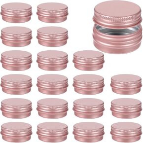Metal Tins with Lids, 20 Pcs 0.5 Oz 15ml Round Aluminum Lip Balm Tins Travel Sized Leakproof Tin Cans Screw Lids Refillable Small Tin Jar for Cosmetic, Cream, Lotion, Candles, Candies (Rose Gold)