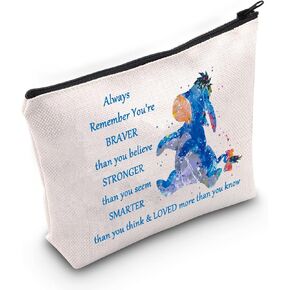 WZMPA Eeyore Cosmetic Makeup Bag Movie Fans Gifts You Are Braver Stronger Smarter Than You Think Makeup Zipper Pouch Bag Eeyore Merchandise