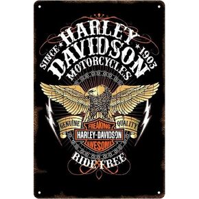 Harley Metal Sign Decor Davidson Tin Signs Harley Poster For Fans 8 x 12 in Decor Garage Auto Shop Cave, Black