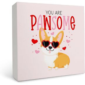 لافتة خشبية لعيد الحب من OFlich Corgi - علامة صندوق خشبي لعيد الحب من Corgi، ديكور طاولة مكتب لمحبي Corgi في عيد الحب in Kuwait