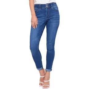 Royalty For Me Womens Women's Essential 2-Button Roll Cuff Ankle Jeans