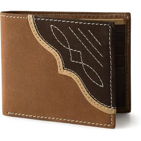 Wrangler Men's Bifold Wallet with Flip-Out ID Window, Genuine Leather, Gift for Him