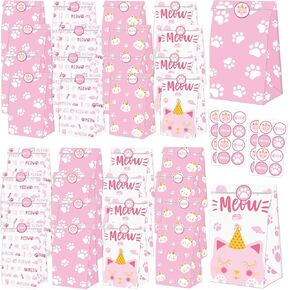 XJLANTTE Butterfly Party Gift Bags - 40 Pcs Goodie Bags Party Favor Bags with Butterfly Stickers, Colored Paper Bags Treat Bags Birthday Goodie Bags for Kids Butterfly Birthday Party Supplies
