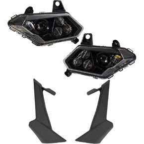 A & UTV PRO LED Headlights & Cover Trim for Can Am Maverick X3 Max XDS XRS R Turbo 2017-2025, Front LED Head lamp with High/Low Beam Accessories, Replace #710004658, 710004659, 705010628, 705010629