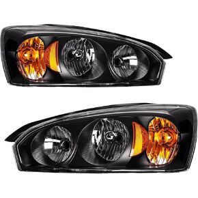 Headlight Assembly,Black Headlights Compatible with 2004-2007 Malibu,2008 Malibu Classic LS/LT,Amber Reflector Color Clear Lens Color, OE Style Replacement Headlight Assembly