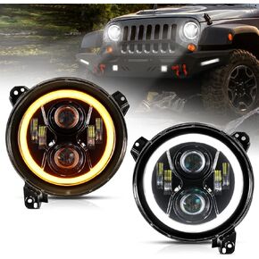 مصابيح أمامية LED مطورة من Auxbeam 2023 مقاس 9 بوصة مع حلقة هالة DRL وإشارة الانعطاف، متوافقة مع Jeep Wrangler JL Gladiator JT 2018-2023، مصباح أمامي مستدير مضاد للتوهج عالي/منخفض الشعاع in Kuwait