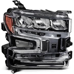 Headlight Assembly for Chevrolet Silverado 1500 2019-2021 for Chevrolet Silverado 1500 LTD 2022 Black Housing Amber Reflector Clear Lens Passenger Side Headlamp