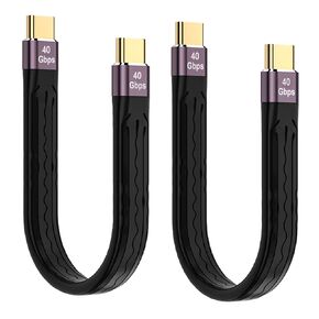 2-Packs Short USB C Cable, (5inch) Thunderbolt 4 USB 4 Cable with 40Gbps Data Transfer 240W PD Fast Charging 8K@60Hz, Compatible for iPhone 15 Pro Max, External SSD, Docking, eGPU Laptop