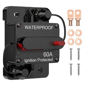 60 Amp Circuit Breaker with Manual Reset Switcher Waterproof for Boat Trolling Motor Marine ATV Trailer Vehicles Stereo Manual Power Protect, Battery Solar System Inline Fuse DC 12V-48V
