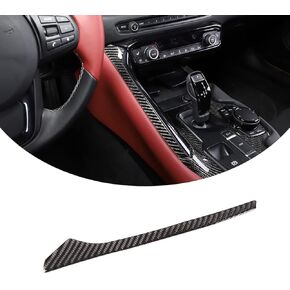 Soft Carbon Fiber Car Gear Shift Left Decorative Strip Sticker Trim Compatible with Toyota Supra GR A90 A91 MK5 2019 2020 2021 2022 2023 2024 LHD (Black Carbon Fiber)