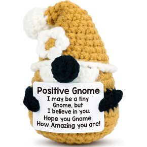 Inspirational Crochet Positive Gnome,Handmade Crochet Gnome Doll, Encouragement Gifts,Emotional Uplifting Support Gifts for Women Men Friends,Christmas Stocking Stuffer,White Elephant Gifts