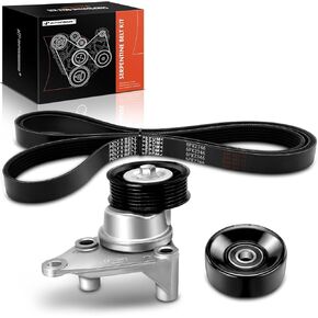 A-Premium Engine Serpentine Belt Drive Kit with Tensioner & Idler Compatible with Chevy, GMC & Cadillac Vehicles - 1999-2002 - Silverado Suburban Sierra Yukon XL 1500 2500, Tahoe, Escalade EXT & More