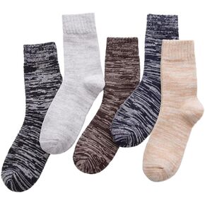 Women Winter Socks 5 Packs Wool Socks Gifts for Mom Warm Vintage Soft Christmas Socks Thick Cold Knit Crew Socks