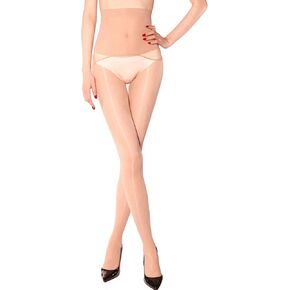 HTRUIYA Shiny Seamless Pantyhose Women Deep Crotch Sheer Tights Super High Waist For Shaping Stockings 15 D