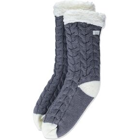 Karen Neuburger Women's Fleece Lined Knit Socks, Quick Silver, One Size