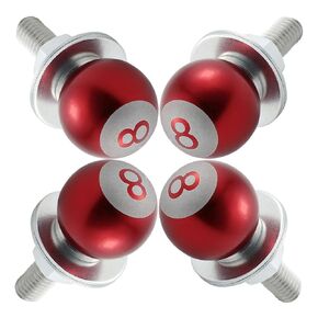 8 Ball License Plate Screw Fasteners Kit Billiards License Plate Bolts Decoration Stainless Steels Aluminum Alloy Universal Fit Most Cars Truck Motorcycle 4 Pcs (Red)