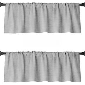 2 Pack Burlap Window Valances 16" x 56" Farmhouse Style Window Treatment Decor Curtains Rod Pocket Valances for Kitchen/Living Room (White)