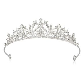 Tiaras for Girls Princess Crown Headband Birthday Queen Rhinestone Shiny Silver Tiara Princess Decoration for Party, Birthday, Halloween, Photo, Gift, Christmas