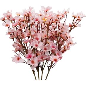 Silk Cherry Blossom Branches, 40.5in Artificial Cherry Blossom Flowers Long Stems Fake Flowers Vase Arrangements for Wedding Home Japanese Decor, Set of 8, Pink