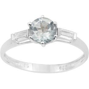 4 MM Round Shape Birthstone Gemstone 925 Sterling Silver Three Stone Solitaire Women Ring