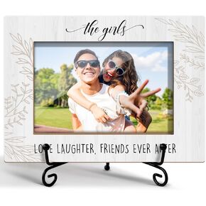 Friends Picture Frame, Friends Forever Friendship Gifts Birthday Gifts for Friends, Wooden Picture Frame with Stand, 4"x6" Picture Frame for Tabletop Display, Home Office Desk Decor Shelf Display/XK22